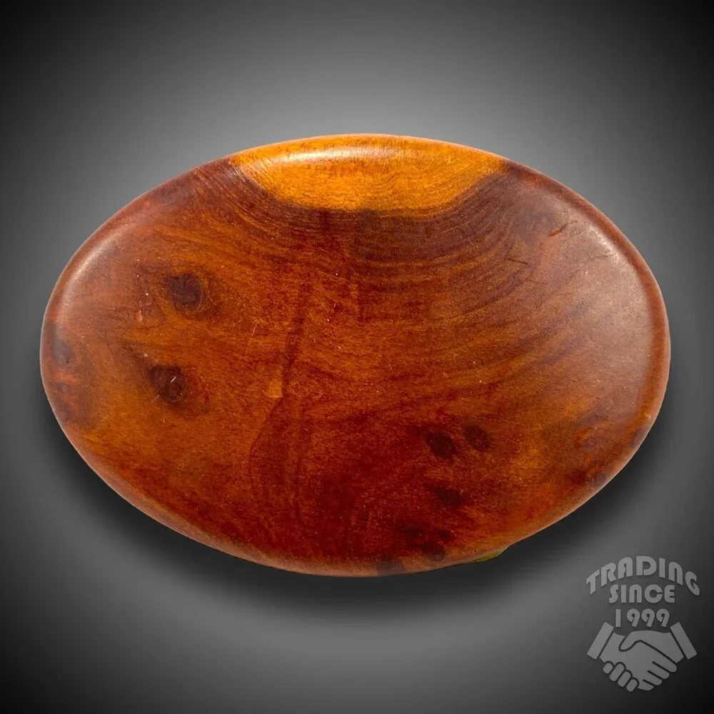 Vintage Belt Buckle Wooden Wood And Solid‎ Brass Back Oval Curved Brown Color